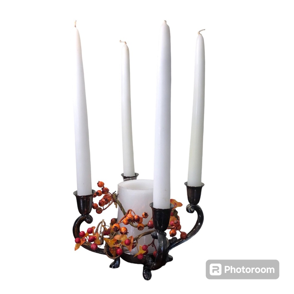 Reed and Barton Model 331 Silver Plated Four Cup Candle Holder With Screen Retro